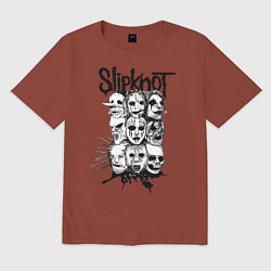 Футболка оверсайз мужская Slipknot Faces, цвет: кирпичный