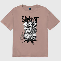 Футболка оверсайз мужская Slipknot Faces, цвет: пыльно-розовый