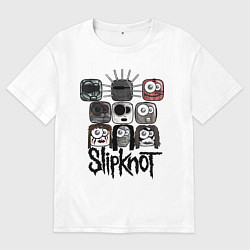Футболка оверсайз мужская Slipknot Masks, цвет: белый