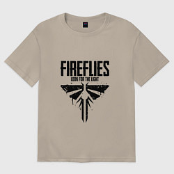 Футболка оверсайз мужская Fireflies: Look for the Light, цвет: миндальный