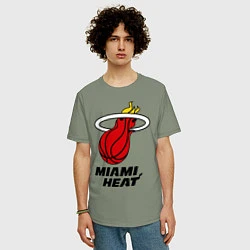Футболка оверсайз мужская Miami Heat-logo, цвет: авокадо — фото 2