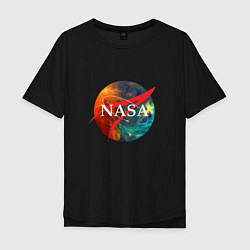 Футболка оверсайз мужская NASA: Nebula, цвет: черный