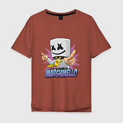 Футболка оверсайз мужская Marshmello Music, цвет: кирпичный