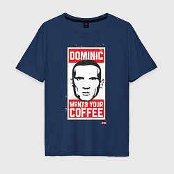 Футболка оверсайз мужская Dominic wants your coffee, цвет: тёмно-синий