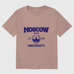 Футболка оверсайз мужская MGU Moscow University, цвет: пыльно-розовый