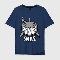 Футболка оверсайз мужская Shark Smile, цвет: тёмно-синий