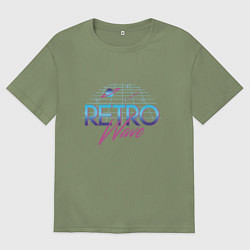 Футболка оверсайз мужская Retrowave Spacetraveling, цвет: авокадо
