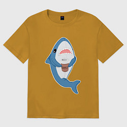 Футболка оверсайз мужская Hype Shark, цвет: горчичный