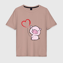 Футболка оверсайз мужская Pig Love, цвет: пыльно-розовый