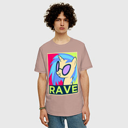 Футболка оверсайз мужская DJ Pon-3 RAVE, цвет: пыльно-розовый — фото 2