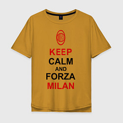 Футболка оверсайз мужская Keep Calm & Forza Milan, цвет: горчичный