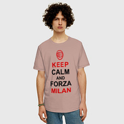 Футболка оверсайз мужская Keep Calm & Forza Milan, цвет: пыльно-розовый — фото 2