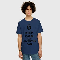 Футболка оверсайз мужская Keep Calm & Juventus fan, цвет: тёмно-синий — фото 2