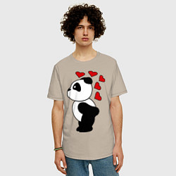 Футболка оверсайз мужская Поцелуй панды: для него, цвет: миндальный — фото 2