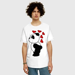 Футболка оверсайз мужская Поцелуй панды: для него, цвет: белый — фото 2