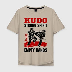 Футболка оверсайз мужская Kudo: Strong Spirit, цвет: миндальный