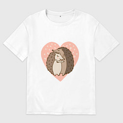 Мужская футболка оверсайз Влюбленные ёжики