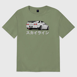Футболка оверсайз мужская R32 GODZILLA, цвет: авокадо