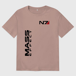 Футболка оверсайз мужская MASS EFFECT N7, цвет: пыльно-розовый