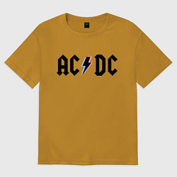 Футболка оверсайз мужская AC/DC, цвет: горчичный