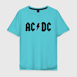 Футболка оверсайз мужская AC/DC цвета бирюзовый — фото 1
