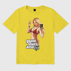 Футболка оверсайз мужская GTA V: Selfie, цвет: желтый