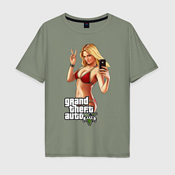 Футболка оверсайз мужская GTA V: Selfie, цвет: авокадо