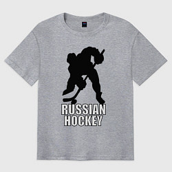 Мужская футболка оверсайз Russian Black Hockey