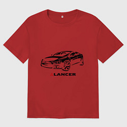 Футболка оверсайз мужская Mitsubishi lancer, цвет: красный