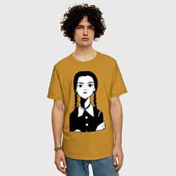 Футболка оверсайз мужская Wednesday Addams, цвет: горчичный — фото 2