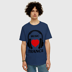 Футболка оверсайз мужская Trance Music is Love, цвет: тёмно-синий — фото 2