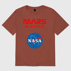 Футболка оверсайз мужская Nasa Mars mission, цвет: кирпичный