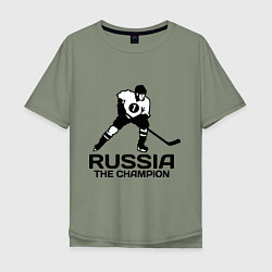 Мужская футболка оверсайз Russia: Hockey Champion