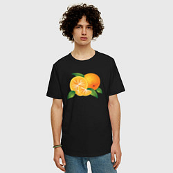 Футболка оверсайз мужская Апельсины, цвет: черный — фото 2