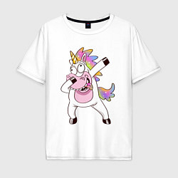 Футболка оверсайз мужская Dabbing Unicorn, цвет: белый