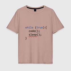 Футболка оверсайз мужская Code - sleep, цвет: пыльно-розовый