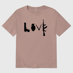Футболка оверсайз мужская Banksy LOVE, цвет: пыльно-розовый