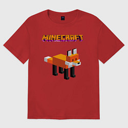 Футболка оверсайз мужская Minecraft - лиса, цвет: красный