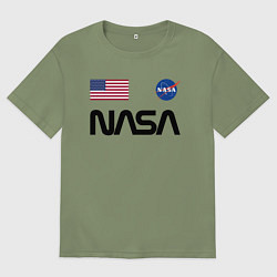 Футболка оверсайз мужская NASA НАСА, цвет: авокадо