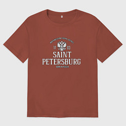 Футболка оверсайз мужская Санкт-ПетербургBorn in Russia, цвет: кирпичный