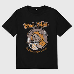 Мужская футболка оверсайз Black Coffee Cat