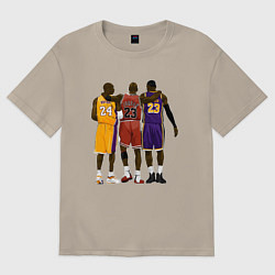 Футболка оверсайз мужская Kobe, Michael, LeBron, цвет: миндальный