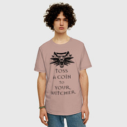 Футболка оверсайз мужская Toss a coin to your witcher, цвет: пыльно-розовый — фото 2