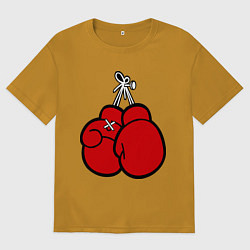 Футболка оверсайз мужская Боксерские перчатки, цвет: горчичный