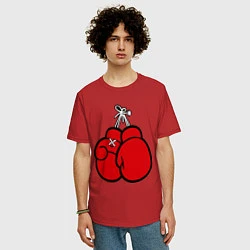 Футболка оверсайз мужская Боксерские перчатки, цвет: красный — фото 2