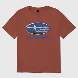 Футболка оверсайз мужская SUBARU, цвет: кирпичный