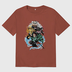 Футболка оверсайз мужская KIMETSU NO YAIBA, цвет: кирпичный