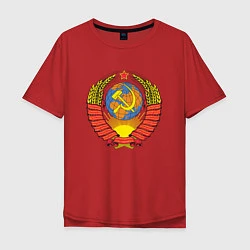 Футболка оверсайз мужская Герб СССР, цвет: красный