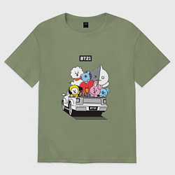 Футболка оверсайз мужская BT21, цвет: авокадо