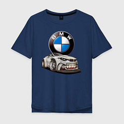 Футболка оверсайз мужская BMW оскал, цвет: тёмно-синий